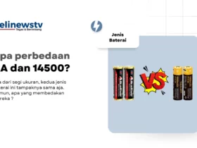 Baterai AA di sebelah kiri dan baterai 14500 di kanan