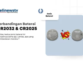 Baterai CR2032 di sebelah kiri dan baterai CR2025 di kanan