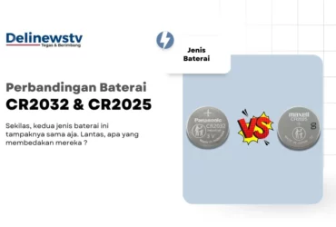 Baterai CR2032 di sebelah kiri dan baterai CR2025 di kanan