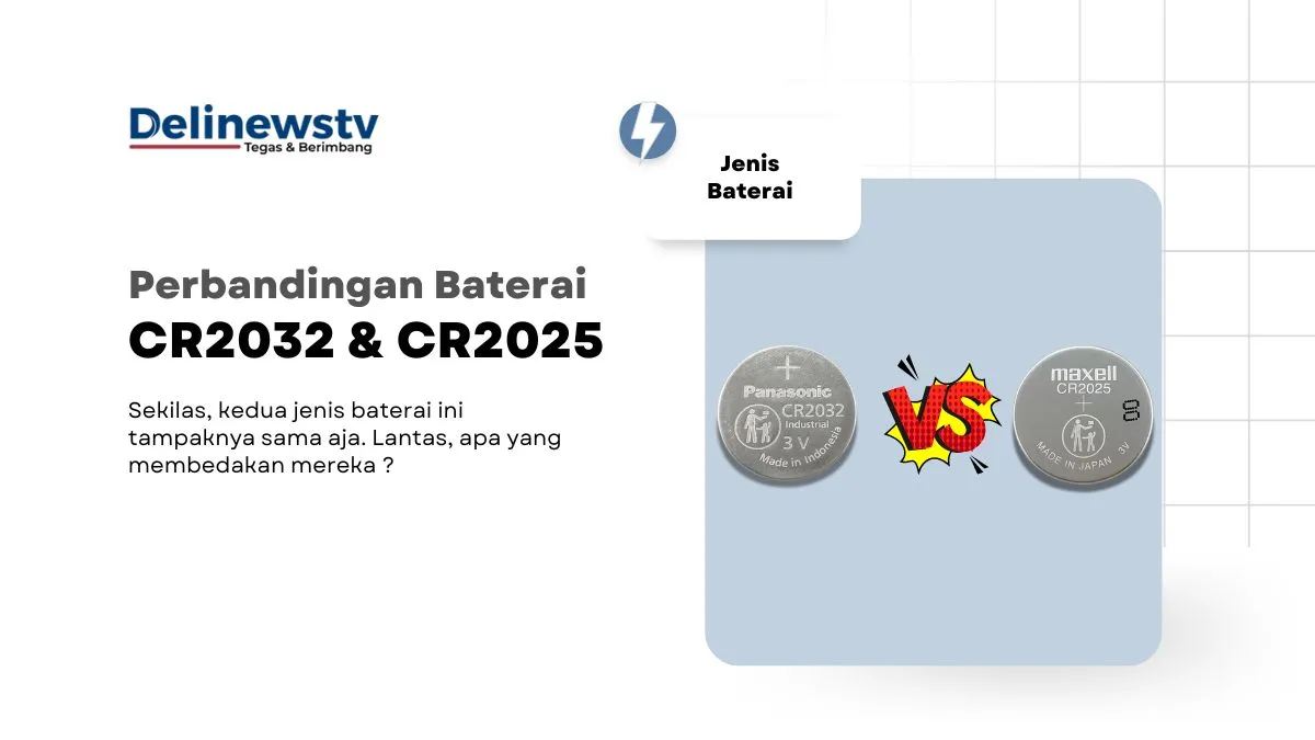 Baterai CR2032 di sebelah kiri dan baterai CR2025 di kanan