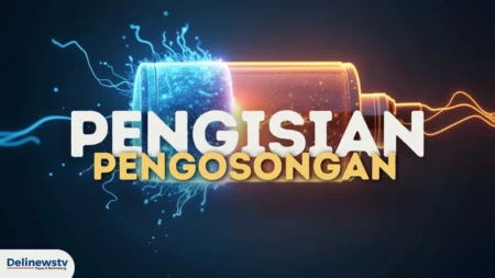 Baterai yang menyala setengah biru dan setengah oranye, melambangkan siklus pengisian-pengosongan dalam kinerja baterai.